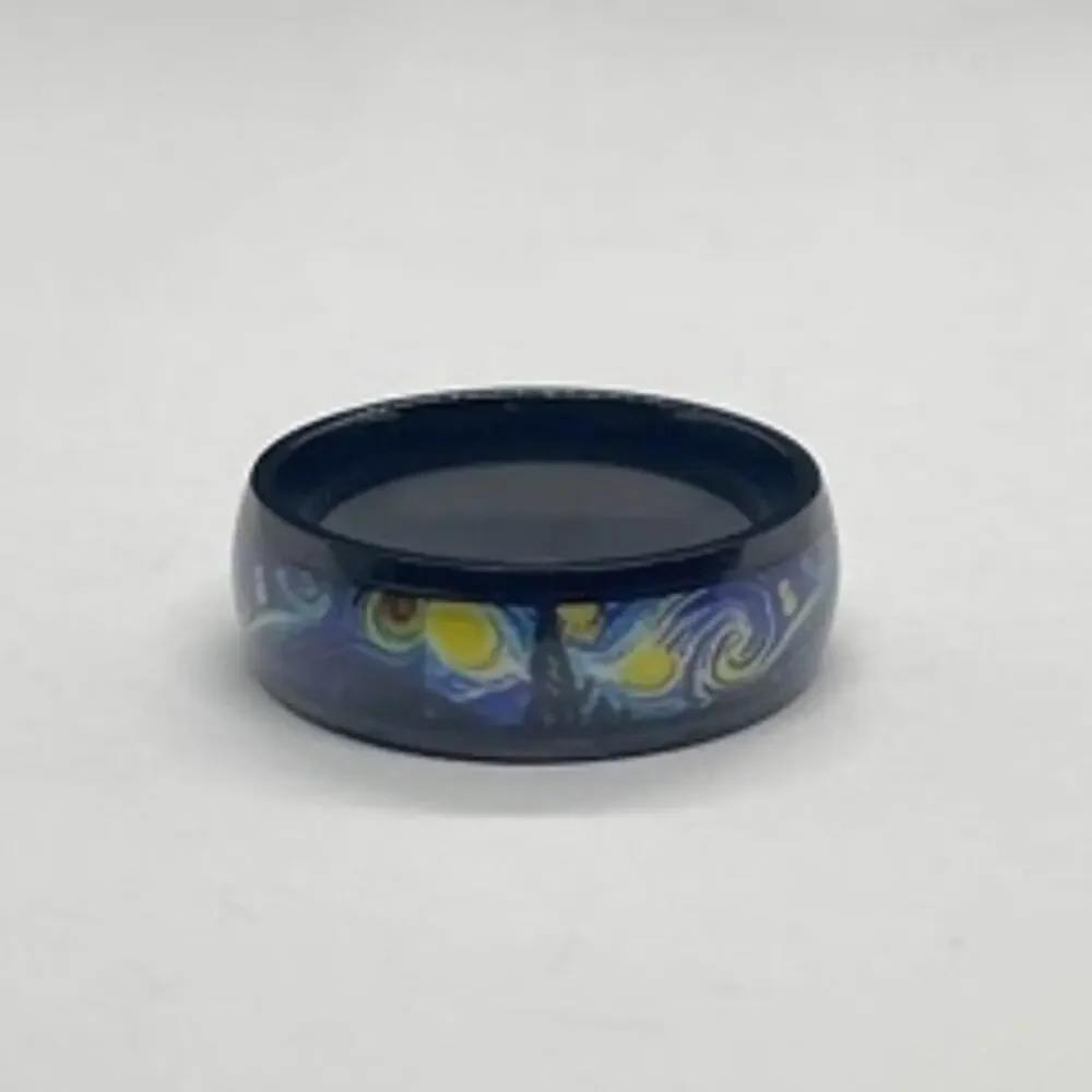 Unisex Starry Night Stainless Steel Band Ring Size 11